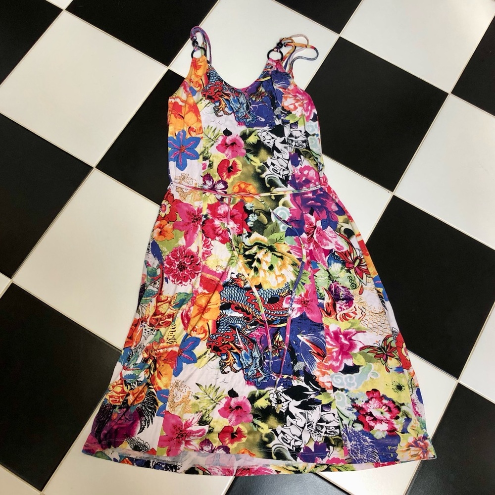 Passport Sleeveless Strappy Boho Dress with Bead embellishments sz 38 or US 8